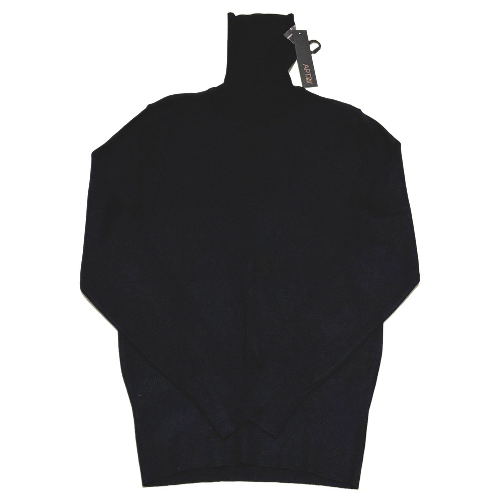 New Apt. 9 Turtleneck Sweater Womens Medium Black Rayon Blend Ribbed Knit Top